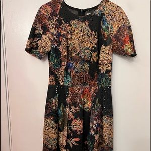 Nicole Miller Atelier Black Floral Dress with Tiny Punchouts